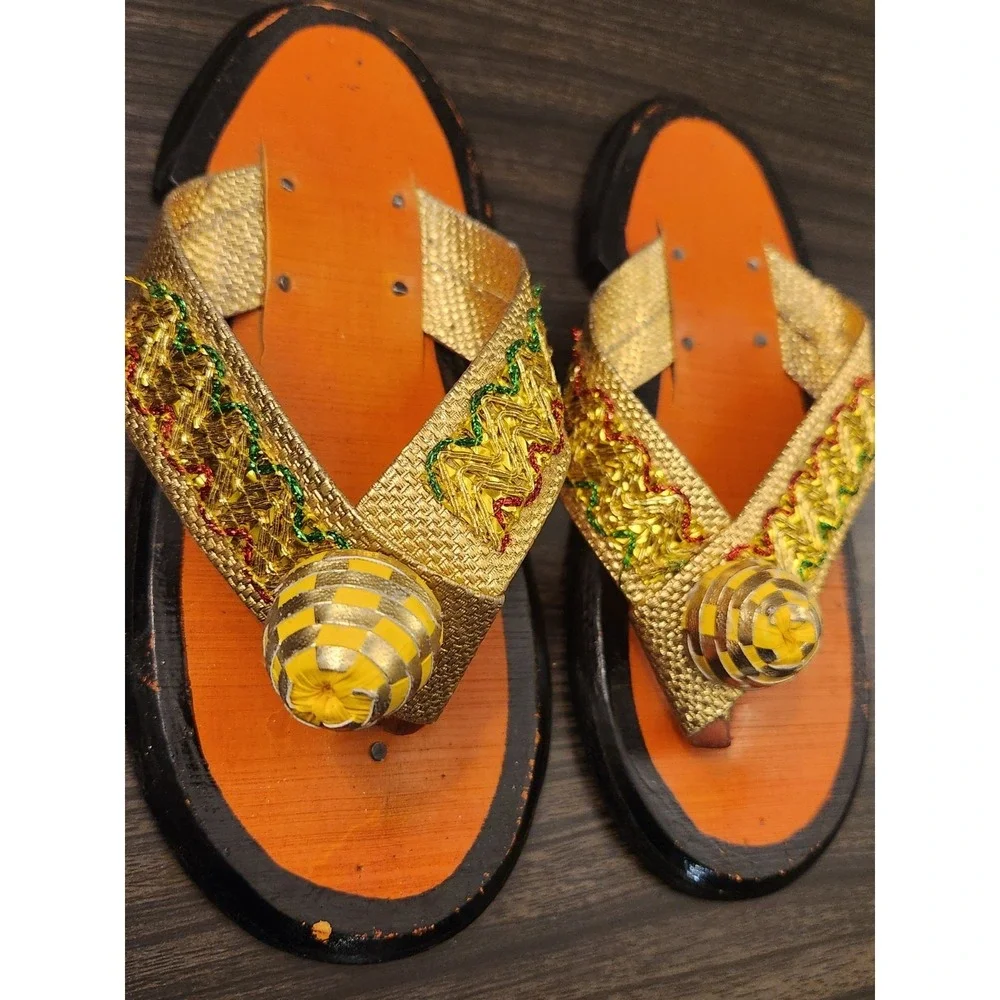 Traditional Ghanaian Slippers Handmade Leather Shoe Sandals Wear / Display